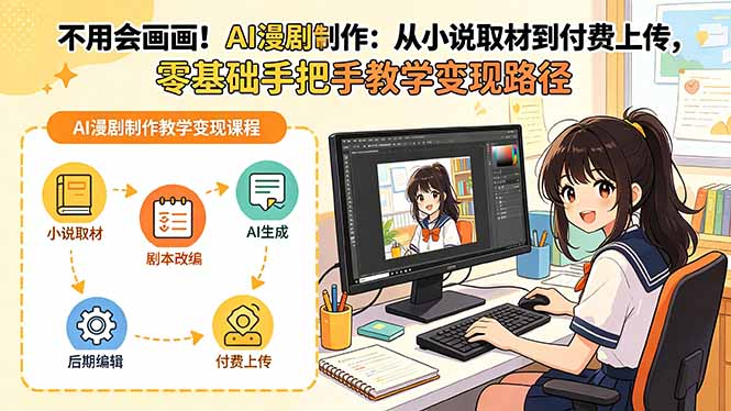不用会画画！AI漫剧制作：从小说取材到付费上传，零基础手把手教学变现路径-网创资源总站