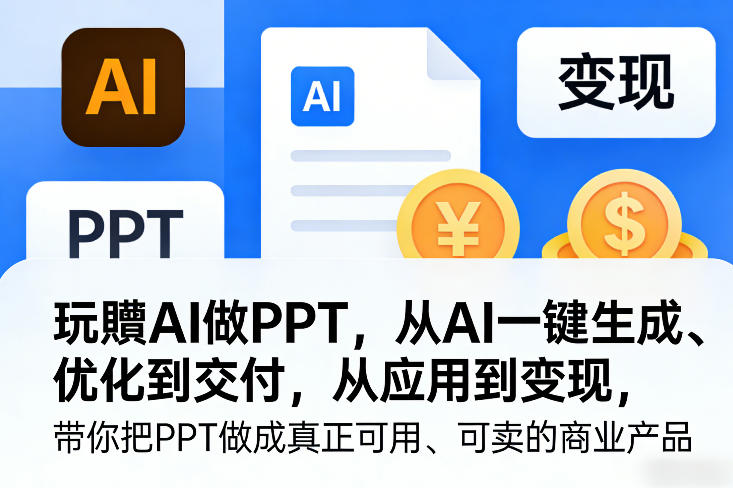 玩賺AI做PPT，从AI一键生成、优化到交付，从应用到变现，带你把PPT做成真正可用、可卖的商业产品(更新0513)-网创资源总站