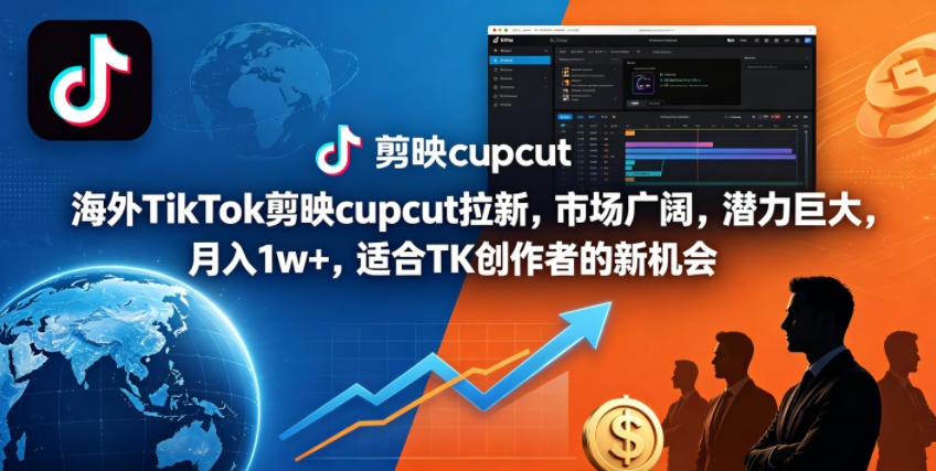 海外TikTok剪映cupcut拉新，市场广阔，潜力巨大，月入1w+，适合TK创作者的新机会-网创资源总站