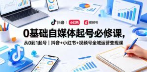 0基础自媒体起号必修课，从0到1起号｜抖音+小红书+视频号全域运营变现课-网创资源总站