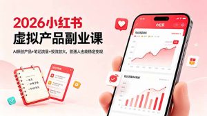 2026小红书虚拟产品副业课，AI原创产品+笔记流量+投流放大，普通人也能稳定变现-网创资源总站