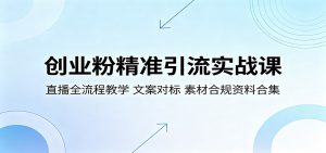 创业粉精准引流实战课：直播全流程教学，文案对标，素材合规资料合集-网创资源总站