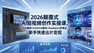 2026颠覆式 AI短视频创作课-5月更新，Flux精修+SwitchX重绘+Seedance多模态，新手快速出片变现-网创资源总站