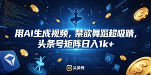 用AI生成视频，禁欲舞蹈超吸睛，头条号矩阵日入1k+-网创资源总站