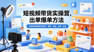 短视频带货实操营,出单爆单方法,全程实操讲解如何起号、涨粉、选品、出单、投放(更新0515)-网创资源总站