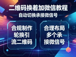 二维码换着加微信教程，自动切换承接微信号，合规制作轮换引流二维码，合理布局多个承接微信号-网创资源总站