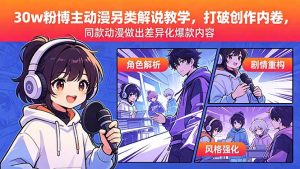30w粉博主动漫另类解说教学，打破创作内卷，同款动漫做出差异化爆款内容-网创资源总站